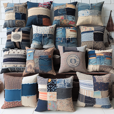 Coussins en vieux vetements