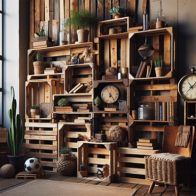 Etageres en palettes de bois