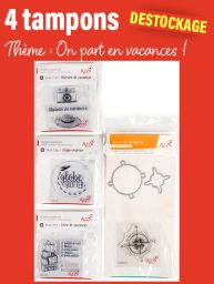 4 tampons - Thème "On part en vacances" pour le scrapbooking et les cartes créatives