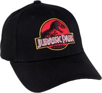 Casquette noire Jurassic Park avec son  logo culte brodé rouge et jaune, style baseball collector