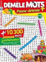 + de 10 300 mots à dénicher dans les grilles de ce nouveau numéro de Démêle-Mots à 9 thèmes dont un cahier spécial Gastronomie - Achat magazine Divertistore