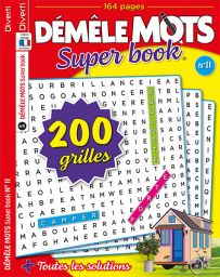 Le magazine Démêle-mots Super Book n°9 : Ce sont 200 grilles avec 7400 mots mêlés à découvrir au format de poche
