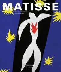 Couverture du livre Matisse publié par Citadelles & Mazenod, illustrée d’un collage coloré de l’artiste représentant une silhouette blanche stylisée sur fond bleu et noir, entourée de formes jaunes éclatantes.