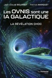 Couverture de Les OVNIS sont une IA galactique – La révélation choc avec titre et visuel cosmique.