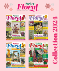 Pochette 2024 Atelier Floral : 4 numéros (72 à 75) avec créations florales de saison, bouquets, décorations végétales et tutos pas à pas. Achat magazine sur Divertistore.com