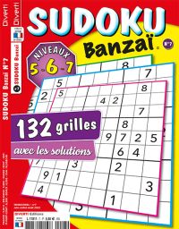Le magazine Sudoku Banzai n°7 de Diverti Editions de niveaux 5-6-7 et ses 132 grilles pour des heures de concentration