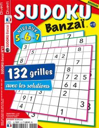 Découvrez les 132 grilles de Sudoku Banzai 13 en niveau 5-6-7 - Achat magazine sur Divertistore
