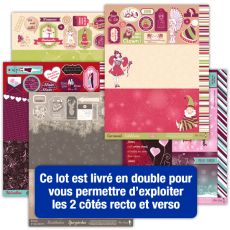 Lot de 16 pages d'étiquettes Papiers Créatifs - Thème Carnaval, Saint-Valentin, Stockholm