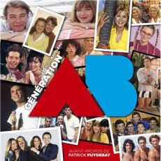 Couverture du livre Génération AB d’Alexandre Raveleau. Un collage nostalgique réunissant les stars du Club Dorothée et des sitcoms cultes des années 90, avec les lettres A et B en grand au centre.