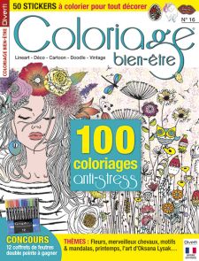 magazine coloriage bien-être anti-stress lineart cartoon doodle vintage mandalas oksana lysak