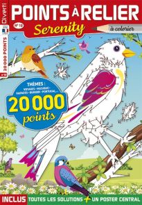 Découvrez ce nouveau Points à Relier Serenity 18 - Thèmes : Voyages, musique, rapaces, burger, Portugal - Achat magazine sur Divertistore.com