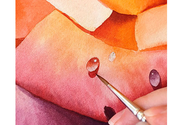 Peindre-gouttes-rosee-rose