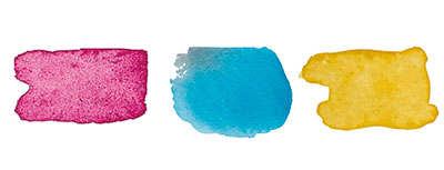 3 couleurs primaires aquarelle